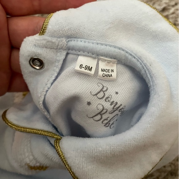 Bonjour Bebe Smoked Velure Footed Onesie Size 6-9 months - Picture 6 of 10